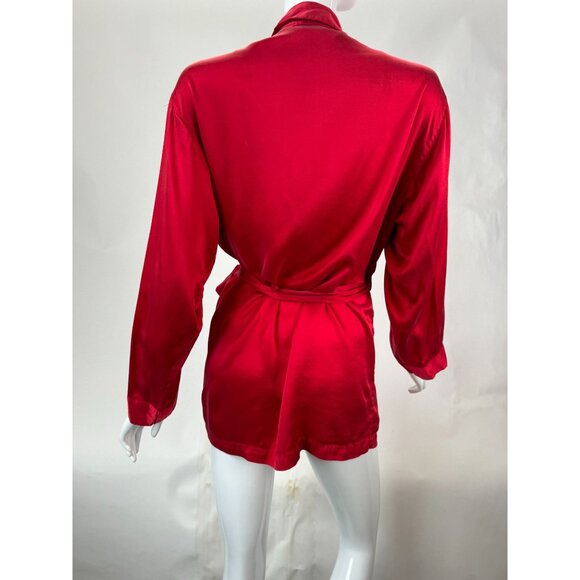 Marilyn Monroe By Warners Satin Red Wrap Robe With Belt & Embroidered Logo - Picture 9 of 16